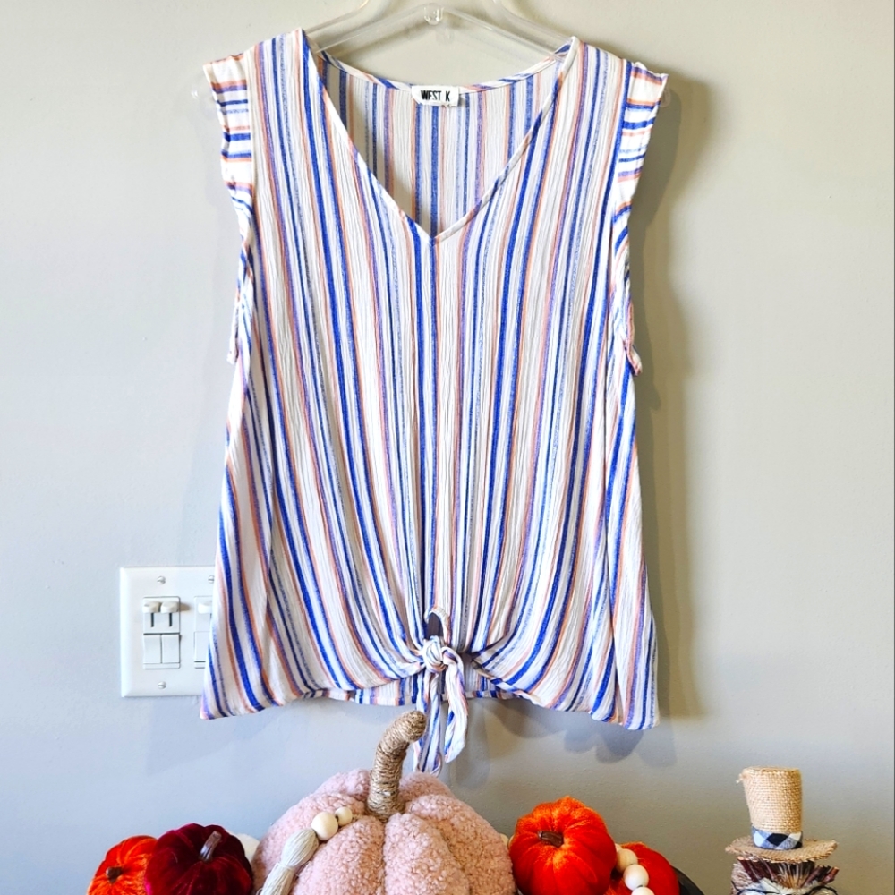 West K flutter sleeve tied front top